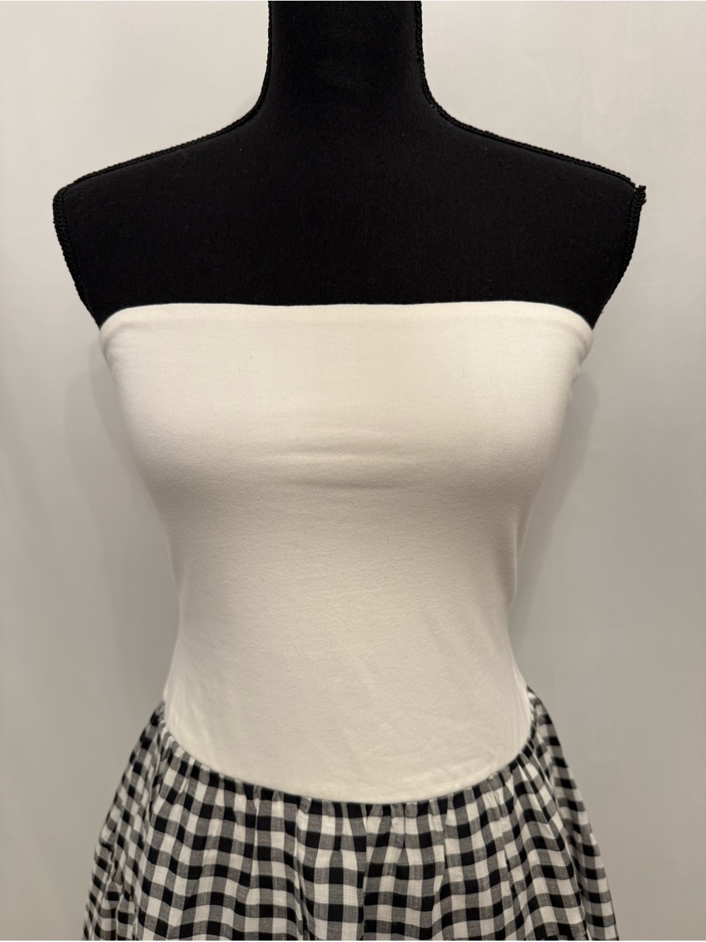 Thirty Thirty Strapless Gingham Tiered Mini Dress Size M Black White NWT - Picture 17 of 17